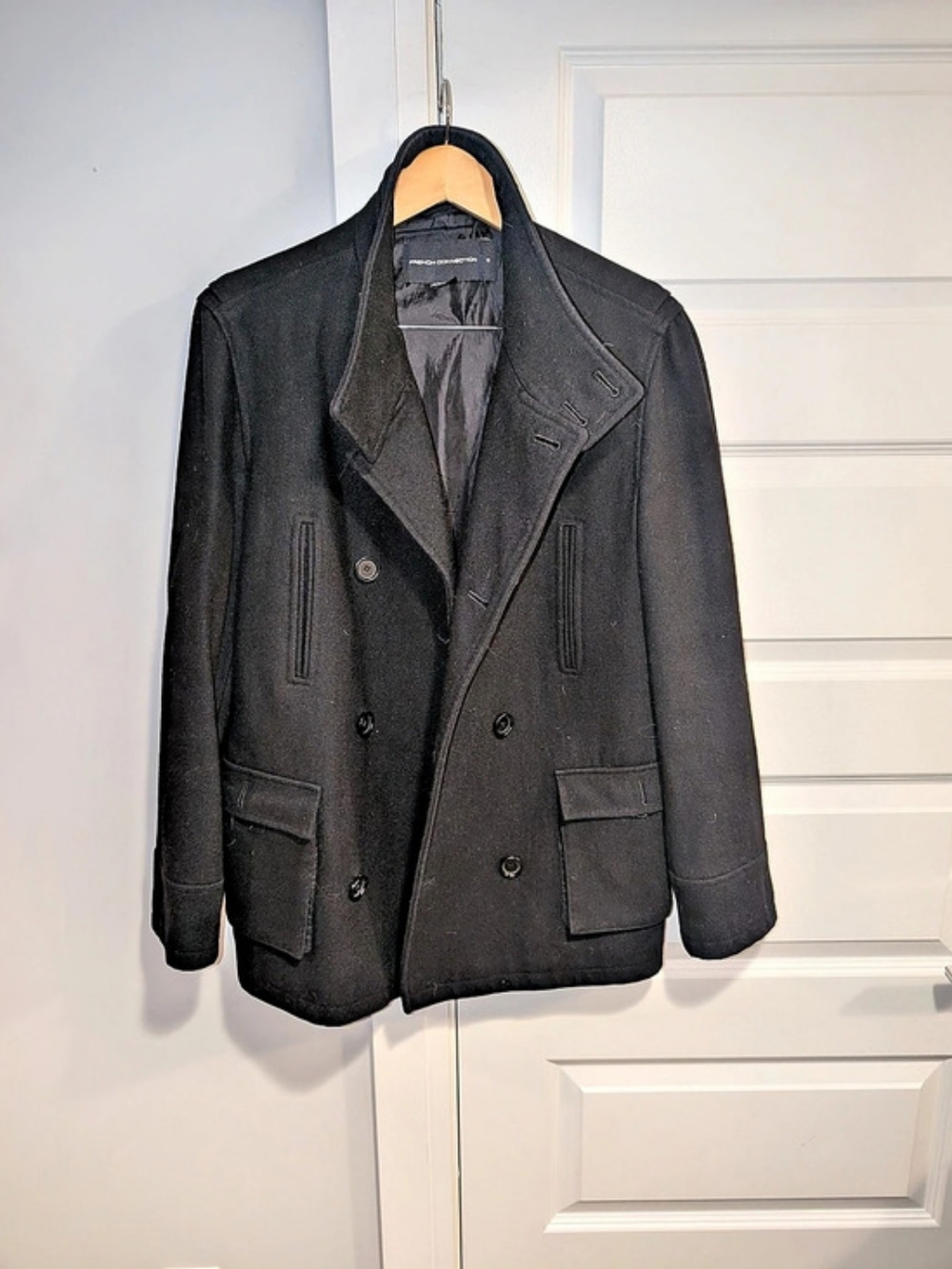 French Connection Men's Pea Coat Black Size Small